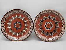 Paire de Plats Vintage en Terre Cuite Émaillée -Rosaces Polychromes