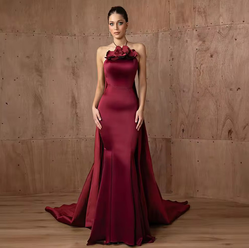 Sexy burgundy mermaid evening - burgundy,