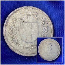 Pièce Argent 5 francs Suisse ancien - 15 grammes Silver 835/1000 +Sacoche - 1967