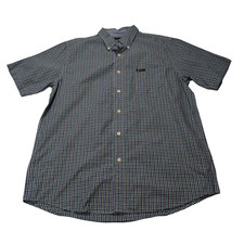 Chemise CHAPS violet et verte à carreaux manches courtes taille L #4e