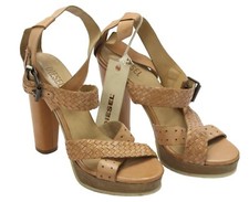 Diesel D-eep Queeny Chaussures Femmes Ue 40 Ouvert Cuir Bout Sandales Talon Haut