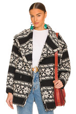 Isabel Marant Étoile Manteau Jacquard Frangé Pour Femmes Taille M 38