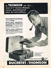 PUBLICITE ADVERTISING 0314   1958   DUCRETET-THOMSON    la valise tourne-disque
