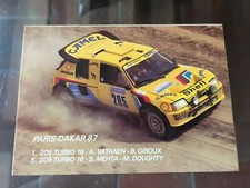 vintage AUTOCOLLANT PEUGEOT 205 TURBO 16 RALLYE PARIS DAKAR 1987 STICKER