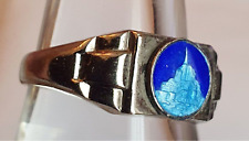 Bague tank chevalière ancienne émaillée - Années 30 "Mont Saint Michel"