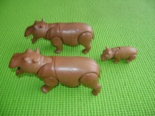 PLAYMOBIL LOT DE 3 HIPPOPOTAMES DONT 1 BEBE-HIPPOPOTAMUS-ZOO--JUNGLE-ANIMAUX