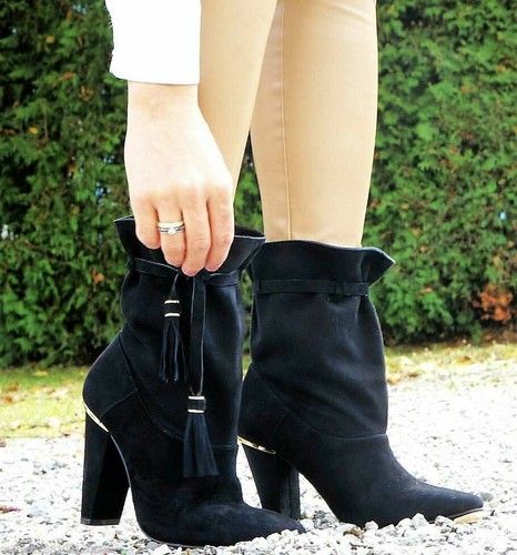 Zara black suede leather ankle - zara,