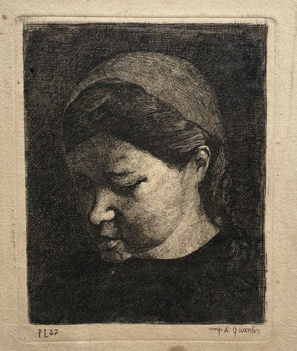 Portrait femme gravure eau - gravure,