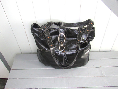 Sac cuir vernie noir - , texier