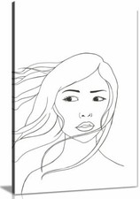 Serein mignon portrait jeune femme moderne minimum toile art mural print