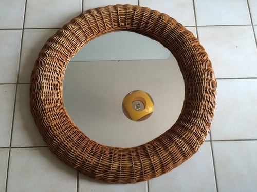 Grand miroir soleil rotin - grand,