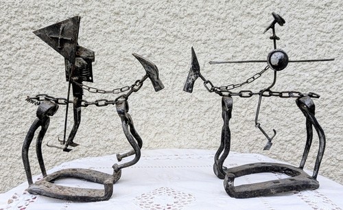 Paire sculptures art brut