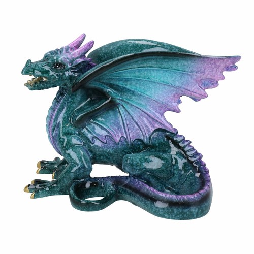 Dragon bleu couché - , résine