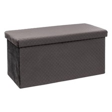 Pouf & Coffre de Rangement "Velours" 76cm Gris