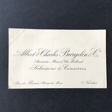 Carte De Visite Boîtes Conserves Sardines Burgelin Anc. Maison Mellinet Nantes