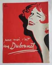 Publicité presse: 1954 illustration de GRUAU pour DUBONNET  Boisson Alcoolisée.