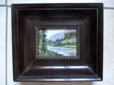 Emaux de Limoges cadre tableau Chaufriasse paysage vintage 22x19cm