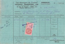 1945 EXPRESS TRANSPORT LES MESSAGERS DU CINEMA A PARIS