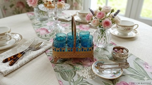 Porte liqueur verres bleus - verres,
