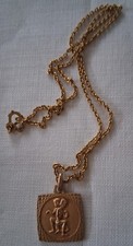 Collier Ancien Chaîne + Médaille -Plaqué or-Gémeaux