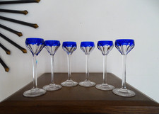 6 verres liqueurs cristal doublé bleu cobalt St Louis modèle BRISTOL - 13,5 cm