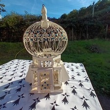 Cage à oiseaux orientale en bois et métal 30cms