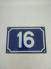 authentique plaque émaillée numéro de rue 16