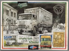 POSTER CAMION RéTRO SCANIA VABIS L76 1963-1968   56X42cm