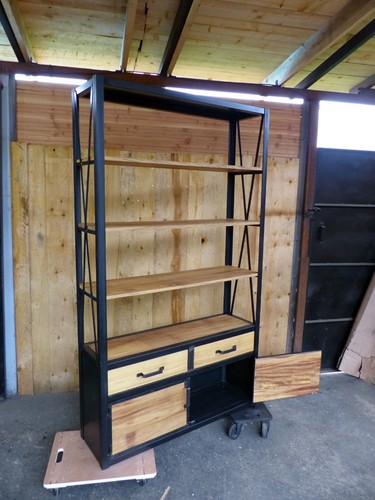 Etagère industriel bois - ,