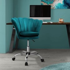 Fauteuil de bureau à roulettes bleu pétrole hauteur réglable chaise en velours