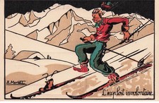 J. MORLOT illustrateur ( Montagne , Ski ,Randonné )  l'exploit involontaire