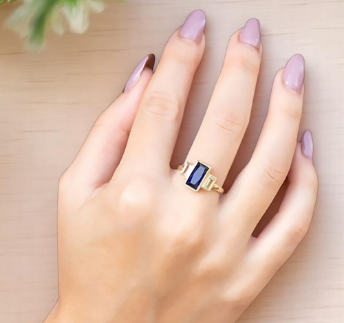 Bague diamant baguette saphir