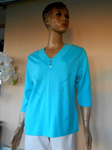 Pull tunique turquoise tres - tunique,