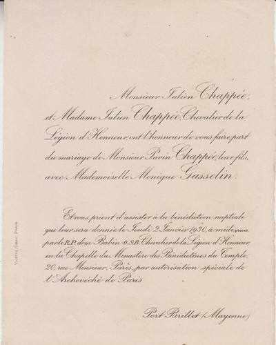 1930 faire part mariage - faire-part, pavin