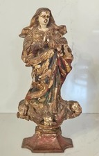 Statuette bois polychrome - statuette,