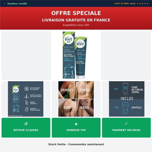 Veet men crème dépilatoire - veet,
