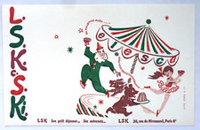 BUVARD - ELESCA LSK ENTREMETS CIRQUE CLOWN OURS PETITS DÉJEUNERS ILLUSTRATEUR