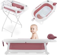 Baignoire Bébé Pliable, Pied Support Antidérapant Hauteur Réglable Salle de Bain