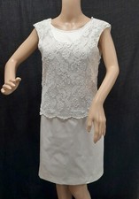 RBF14/ Robe Blanche Dentelle Broderie Ecrue Motif Floral Dos En V Dénudé T38