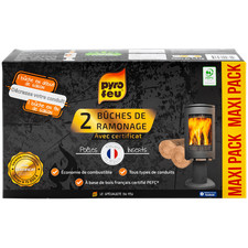 Pyro Feu Lot de 2 bûches de ramonage pour Insert avec Certificat
