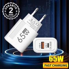 Chargeur Téléphone USB Mural Charge Rapide 65W PD EU US iPhone Samsung Xiaomi