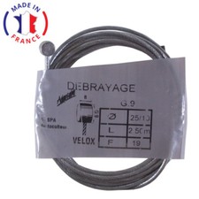 CABLE EMBRAYAGE FREIN Ø2.5MM 2.5M MOTO MOBYLETTE MOTOCULTEUR TONDEUSE VELOX 