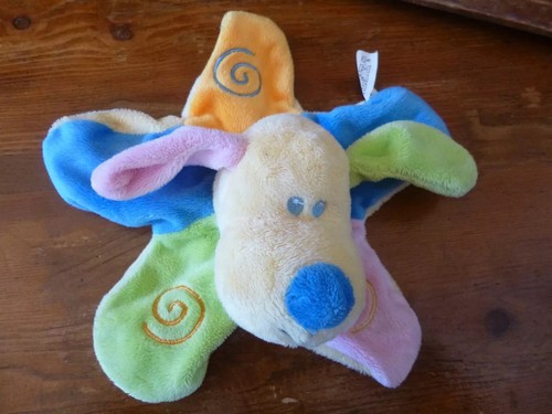 Doudou plat biesse chien bleu - doudou,