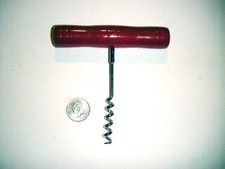 vintage corkscrew with perfect red paint wood handle unusual & NICE!