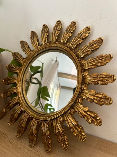 Miroir convexe rond doré - miroir,