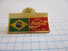 SOCCER FLAG BRASIL FOOT CUP 1990 COCA COLA VINTAGE LAPEL PIN BADGE us4/2