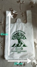 LOT 1000 SACS BRETELLE PLASTIQUE Biodégradable SACHET BLANC 25+13*45cm