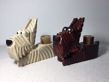 Chien Scottich Terrier Sculpté Bois Ancien Porte Piques à Aperitif