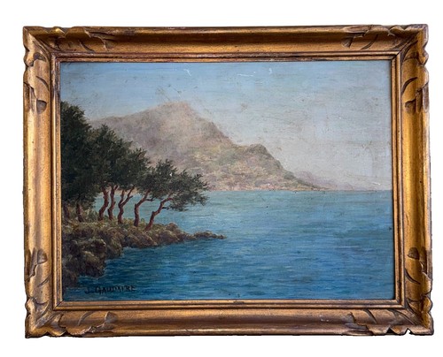Tableau ancien paysage marin