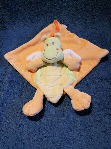 Doudou plat dragon vert jaune - dragon,